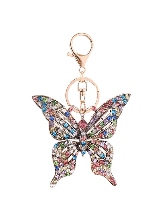 Butterfly Rhinestone Keychain for Women Girlfriend Gifts Valentine's Day Car Key Ring Handbag Gift Bag Key Chain Butterfly Pendant (D,One Size)