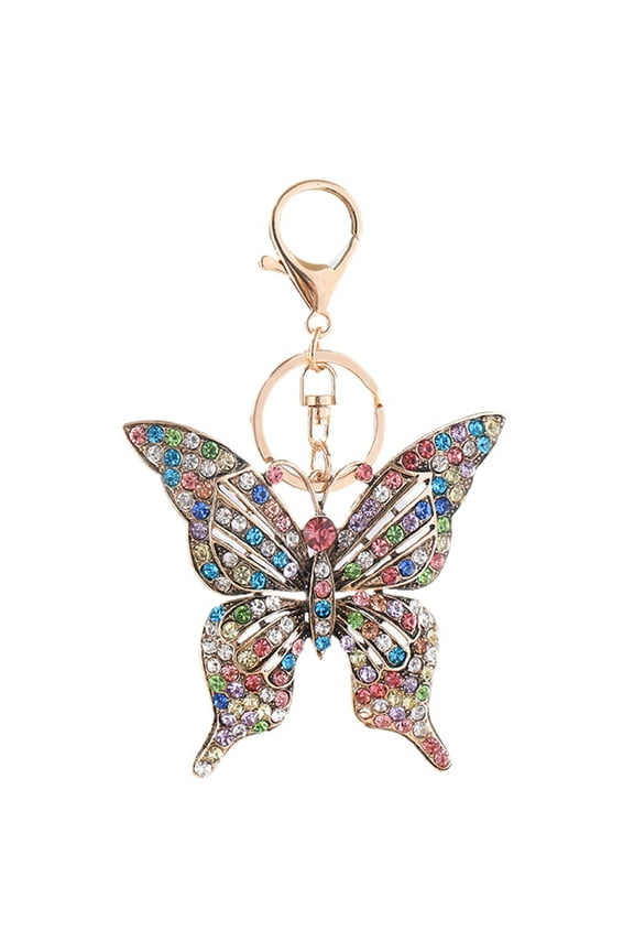 Butterfly Rhinestone Keychain for Women Girlfriend Gifts Valentine's Day Car Key Ring Handbag Gift Bag Key Chain Butterfly Pendant (D,One Size)