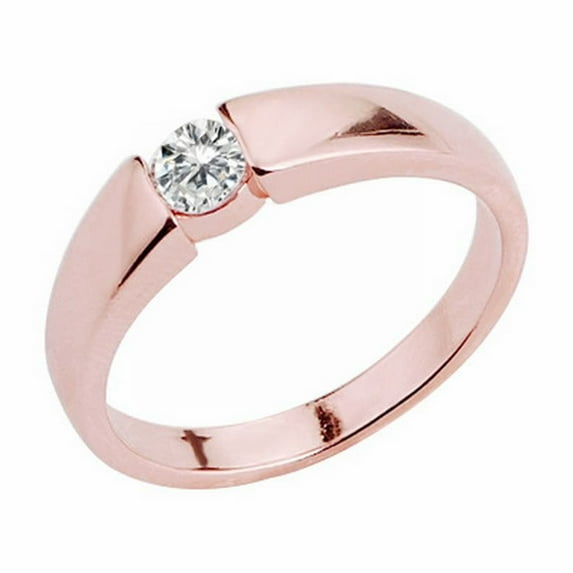 BAYAIXZ Classic Platinum/Rose Gold Plated Round Brilliant Cut Cubic Zirconia Solitaire Wedding Engagement Rings (Gold,10)