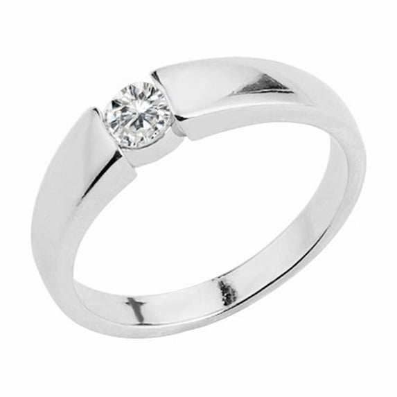 BAYAIXZ Classic Platinum/Rose Gold Plated Round Brilliant Cut Cubic Zirconia Solitaire Wedding Engagement Rings (Silver,11)