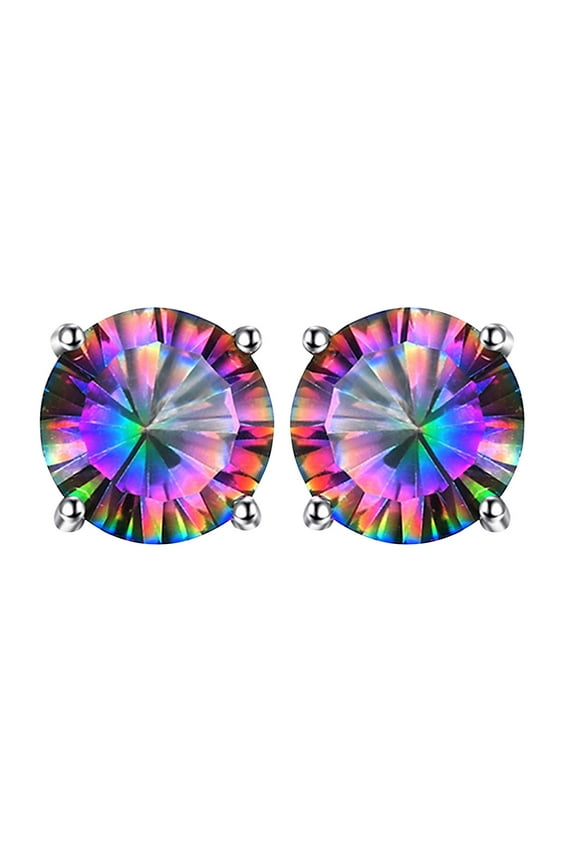 Clearance 925 Sterling Silver for Sensitive Ears Colourful Sparkling Full Diamond Stud Earrings Best Gifts for Women's Birthday Anniversaries Jewelry (C,One Size)