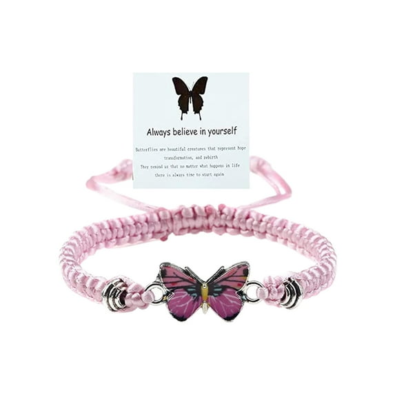 BAYAIXZ Clearance Bracelet Handmade Always Believe Yourself Wristband Bangle,Adjustable String Thread Bracelets Rope Wrap Bangles for Men Women (Pink,One Size)
