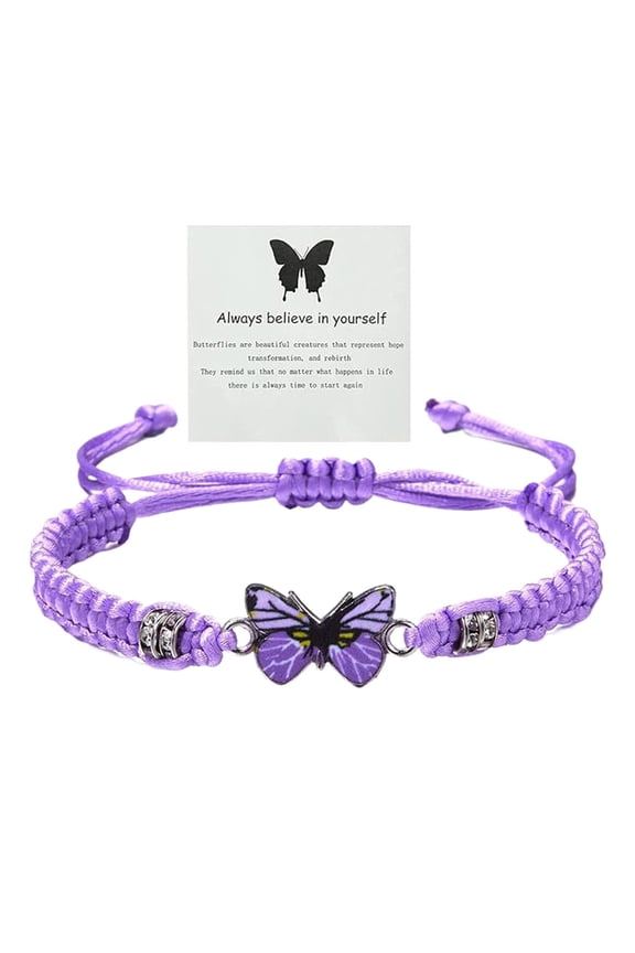 Clearance Bracelet Handmade Always Believe Yourself Wristband Bangle,Adjustable String Thread Bracelets Rope Wrap Bangles for Men Women (Purple,One Size)