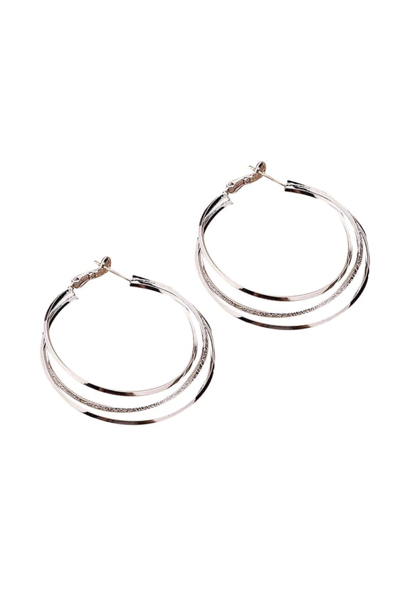 Clearance Lady Of Serenity Hoop Earrings Hypoallergenic 925 Sterling Silver Triple Hoop Earrings with Perfectly Simulated Round Earrings (Silver,One Size)