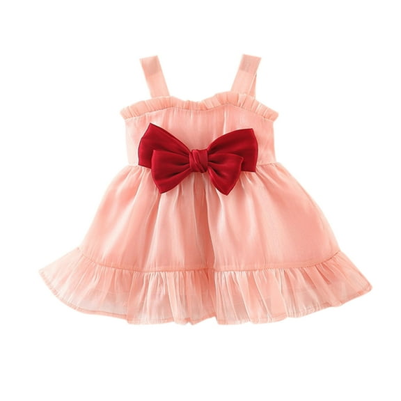 BAYAIXZ Cloth for Girl Kids Infant Newborn Baby Girls Tulle Dress Sleeveless Bowknot Party Prom Ball Gown Princess Dress Girls' Clothes Girls Hoodie Dress Smocked Toddler Dress (Pink,6)
