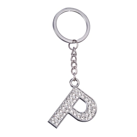 BAYAIXZ Creative English Alphabet Keychain Decorative Pendant Alloy Diamond Keychain (O,One Size)