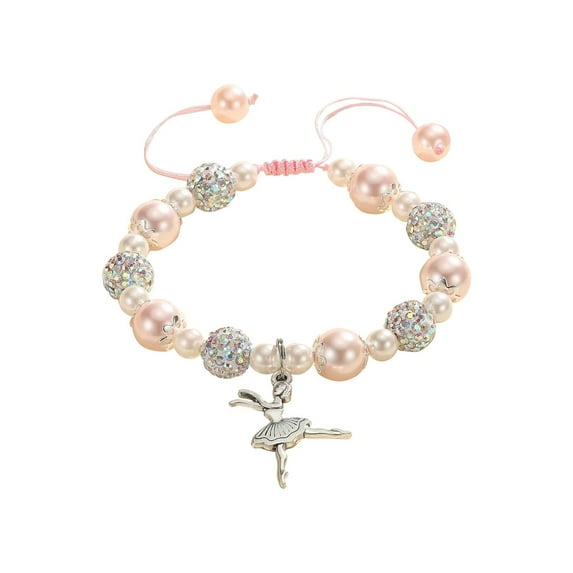BAYAIXZ Dance Recital Gifts for Young Girls Dancing Girl Dance Bracelet for Dance Lover Team Ballerina Gift for Little Ballet Dancer Dancing School Competition Gifts for Ba (Pink,One Size)