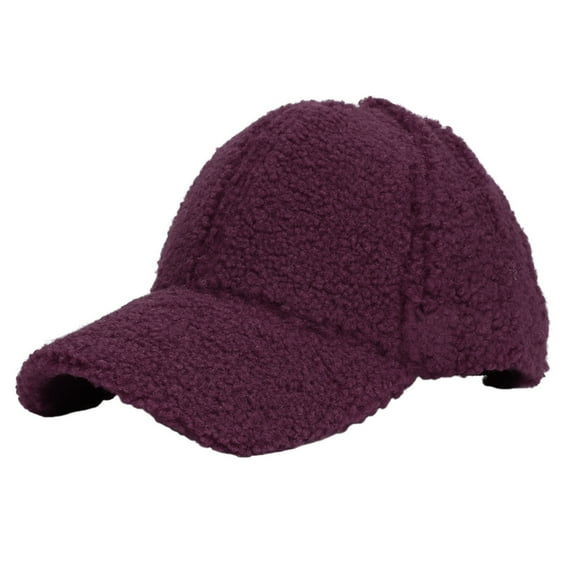 BAYAIXZ Faux Lamb Wool Baseball Cap for Men Women Teddy Fleece Sports Hats Warm Winter Outdoor Travel Gift Features: (Wine Red,One Size)