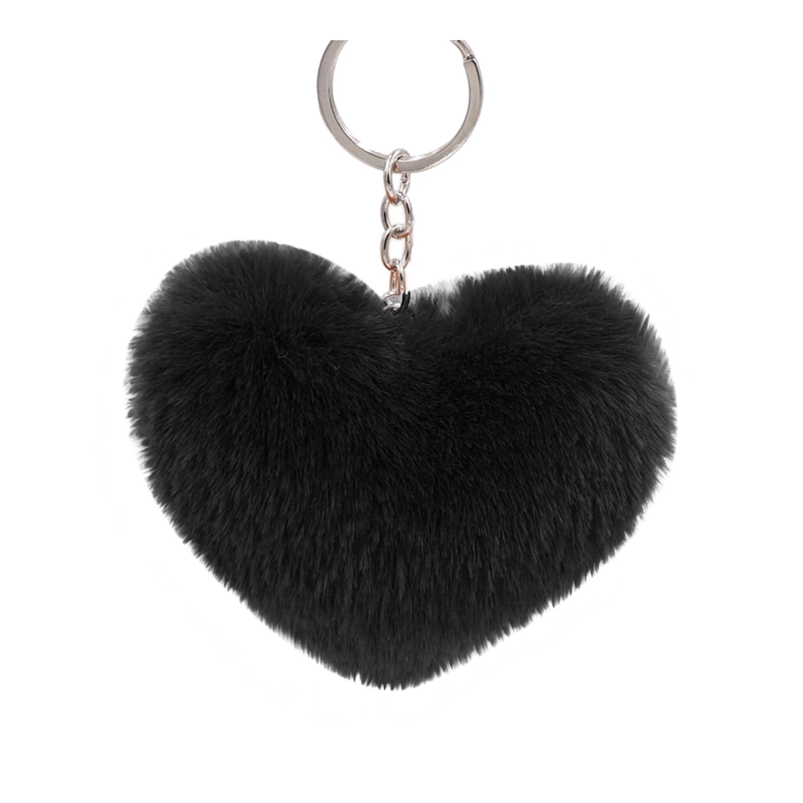 BAYAIXZ Fluffy Love Heart Keychain Key Ring Pendant Handbag Bag Faux ...