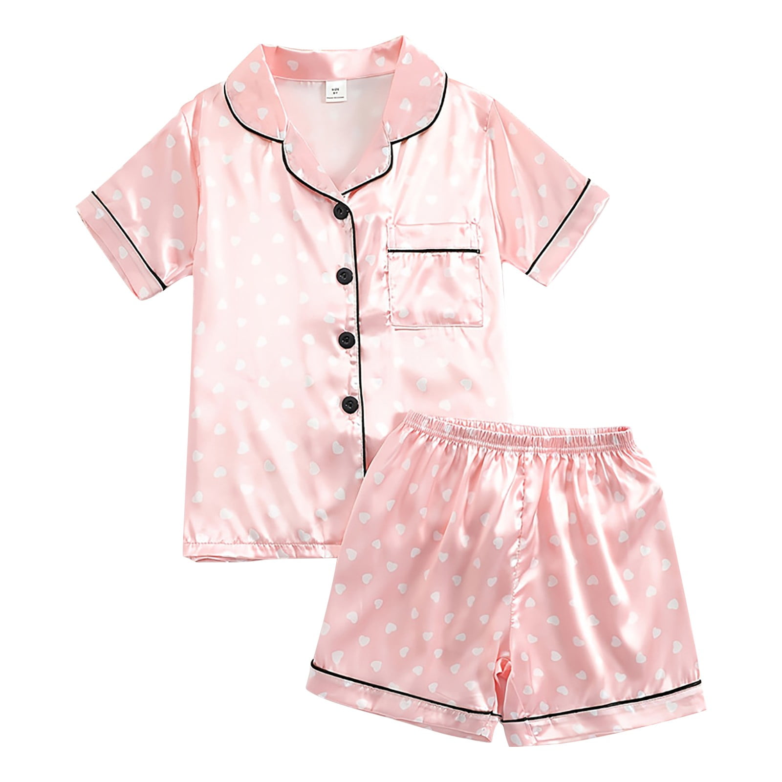 Girls' Clothing Sets Summer Outfits for Girls Summer Heart Printed Short Sleeve Loose Shorts 2 Pcs Suit Air Conditioning Clothing Loungewear Outfits From 8 Years To 12 Years (Red,9 Years)