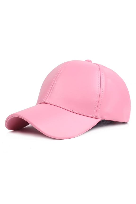 Leather Baseball Cap Men Women Adjustable Leather Peaked Cap Casual Trucker Hats Unisex Baseball Hat Outdoor Activities Dad Hat (Pink,One Size)