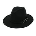 thumbnail image 1 of BAYAIXZ Men Fedora Hat Men & Women Vintage Wide Hat With Belt Buckle Adjustable Outbacks Hats Men's Fedoras Cowboys Hat (Black,One Size), 1 of 1