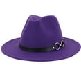 thumbnail image 1 of BAYAIXZ Men Fedora Men & Women Vintage Wide Hat With Belt Buckle Adjustable Outbacks Hats Fedora for Men Cowboy Hat (Purple,One Size), 1 of 1