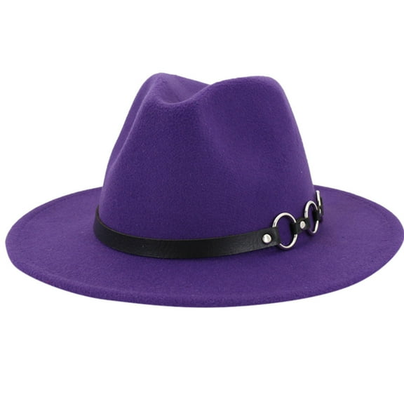 BAYAIXZ Men Fedora Men & Women Vintage Wide Hat With Belt Buckle Adjustable Outbacks Hats Fedora for Men Cowboy Hat (Purple,One Size)