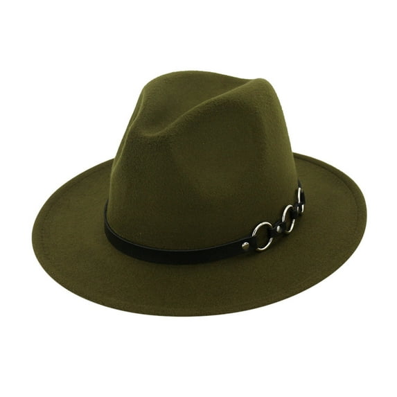 BAYAIXZ Men & Women Vintage Wide Hat With Belt Buckle Adjustable Outbacks Hats (Army Green,One Size)