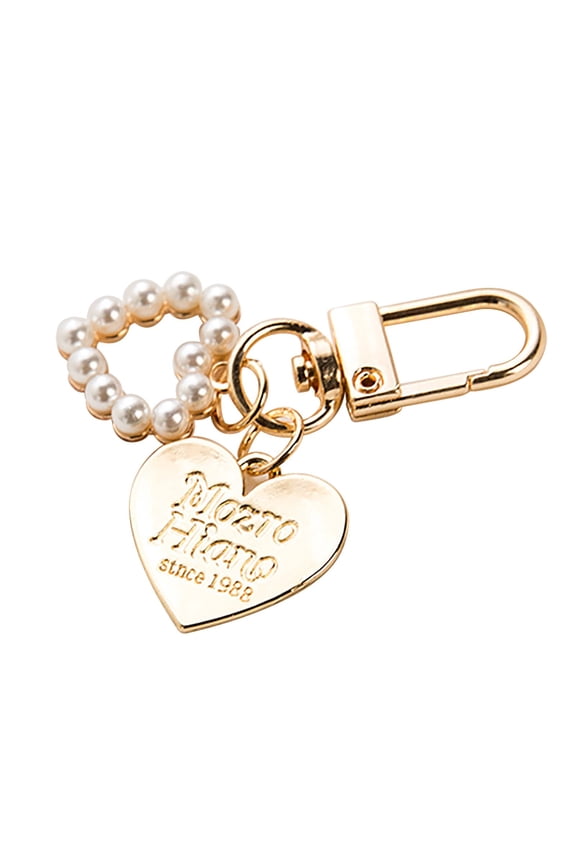 Pearl Shell Keychain Keyring Crystal Rhinestones Purse Pendant Handbag Charm (B,One Size)