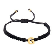 BAYAIXZ Personalized 26 Initial Bracelet Gold Plated Letter Black Woven Bracelet Dainty Charm Bracelet Woven Bracelet for Men Women Girls (G,One Size)