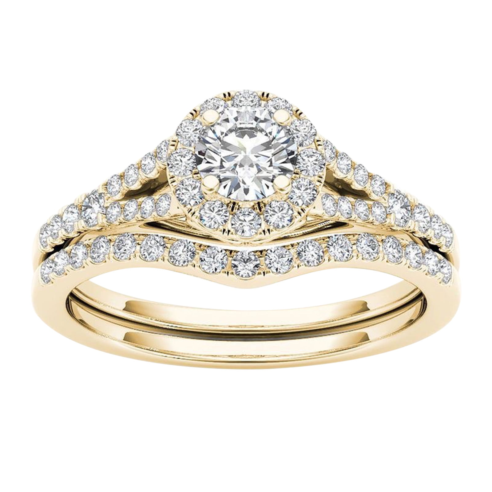 BAYAIXZ Ring Couple Rings GoldPlated Inlaid Zircon Ring Classic