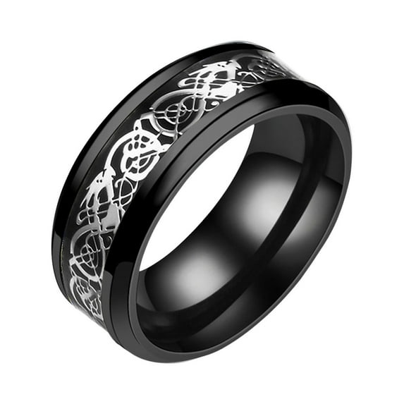 BAYAIXZ Ring Titanium Steel Dragon Ring With Silver Golden Dragon Stainless Steel Ring Rings Wedding Ring Engagement Rings for Women (Black,9)