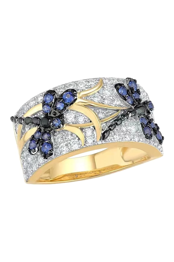 Ring Women Diamond Dragonflys Fashion Ring Ladies Reveal Personality Ring Women's Rings Wedding Ring Travel Rings for Women (Gold,7)