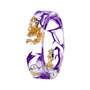 BAYAIXZ Rings for Women Dried Flower Resin Ring Sen Small Fresh Handmade Gried Flower Gold Foil Fine Glue Ring Wedding Band Engagement Ring Women Workout Rings for Women (Purple,5)