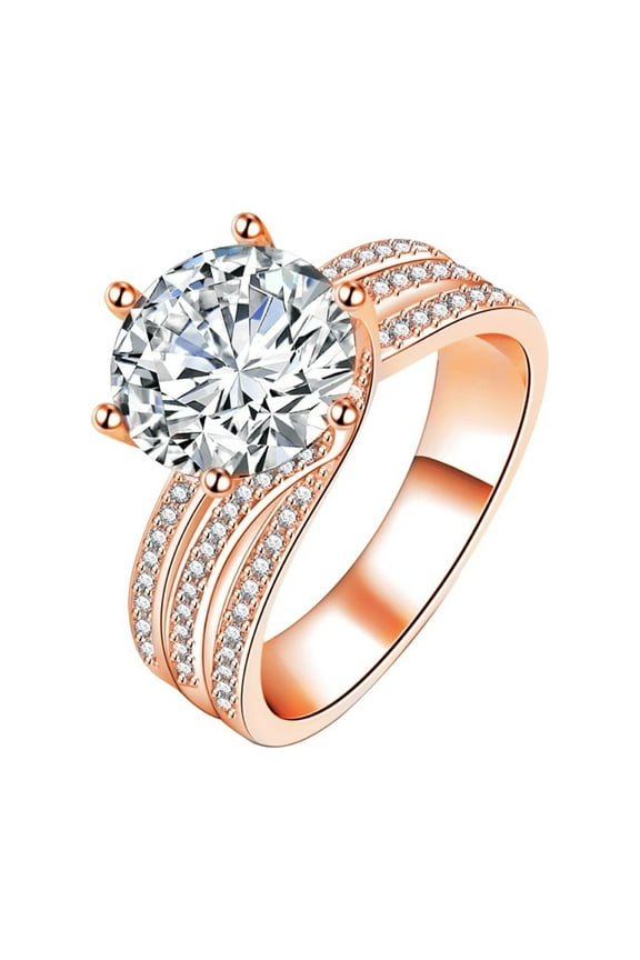 Rings Women Super Flash Moissanite Ring Shaped Engagement Rings for Women Moissanite Twisted Engagement Rings Wedding Anniversary Promise Rings for Bridal Wife Girlfriend (Rose Gold,9)