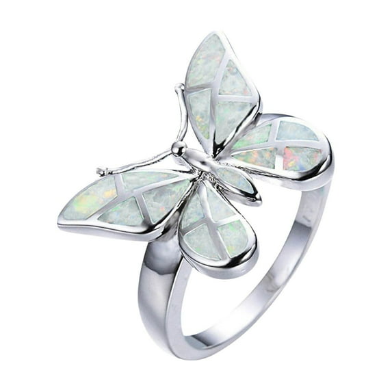 BAYAIXZ Rings Women Wedding Bands Retro Color Butterfly Shape Zircon Rings Women Fashion Trend Full Butterfly Ring Ladies Jewelry Diamond Rings for Women Size 5 11 (Multi-color,9)