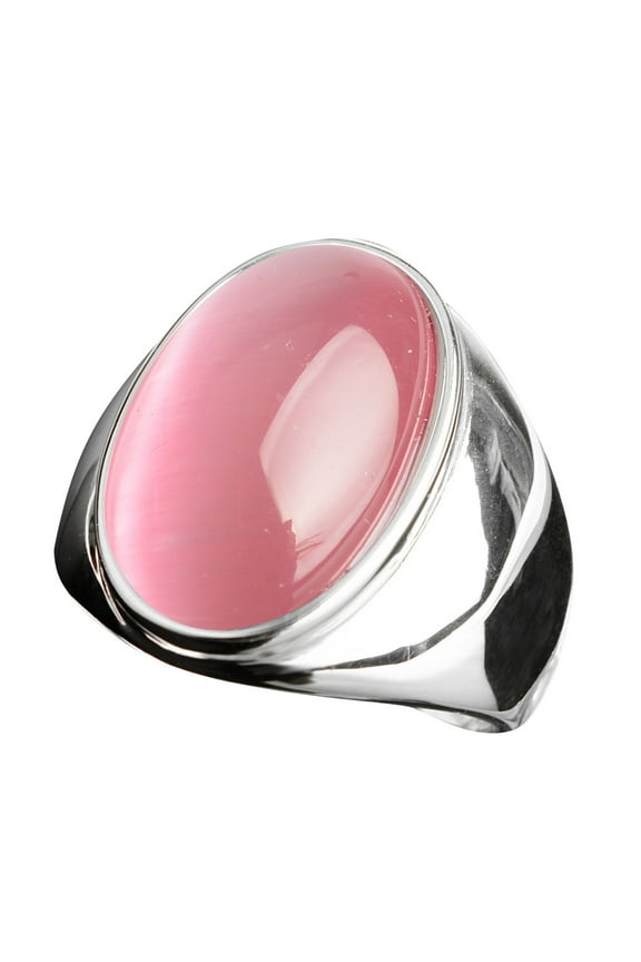 Rings Women Wedding Bands Stainless Steel Artificial Cat Eye Stone Ring Titanium Steel Ring Wedding Bands for Couples Women's Wedding Bands Workout Rings for Women (Light Pink,9)