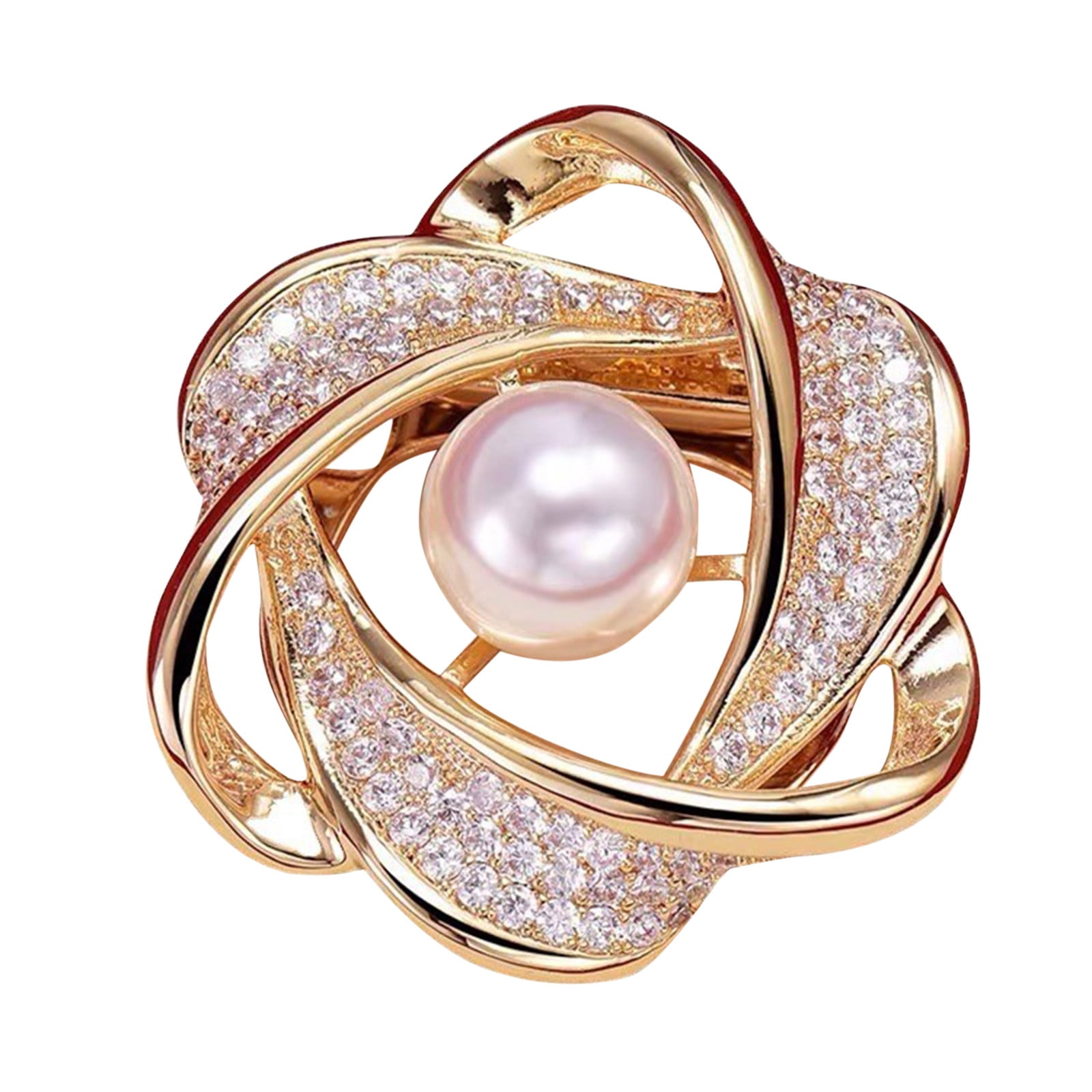 6-Pack Women's Scarf Rings - Faux Pearl & Crystal Rhinestone Buckle Clips