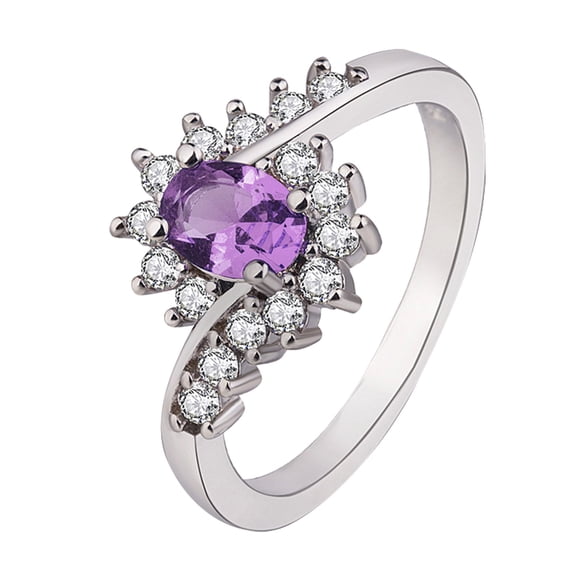 BAYAIXZ Rings for Women Women's Rings Silver Rhinestone Rings Women's Rings Shiny Rings for Womens and Mens Ring Women Wedding Bands Ring for Women Wedding Ring Women (Purple,7)