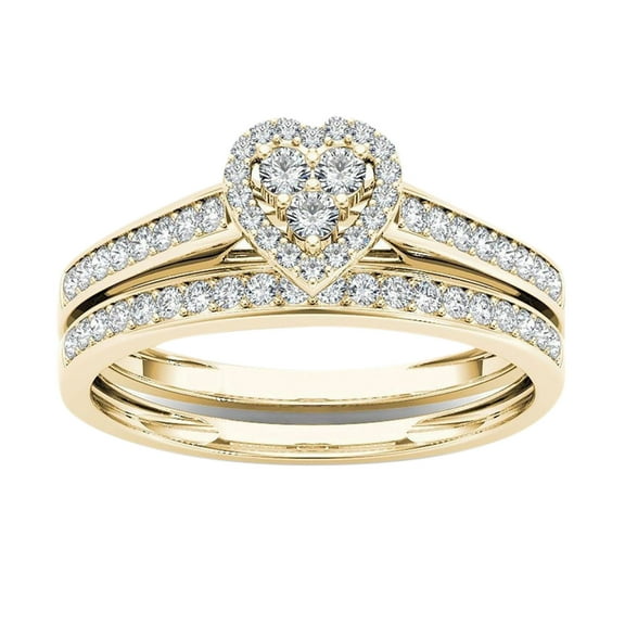 BAYAIXZ Rings for Women Couple Rings, Plated Alloy Inlaid Zircon Ring Wedding Band Silicon Rings Wedding Rings for Women (Gold,7)