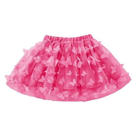 BAYAIXZ Solid Casual Sports Skirts Little Child Girls Short Skirt Mesh Short Skirt Performance Skirt Sweet Skirt Black Skirt for Girls Toddler Skort Skirts for Girls 7-8 (Hot Pink,110)