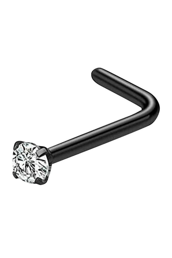 Stainless Steel Nose Rings Hoop Studs Body Piercing Jewelry Nose Ring Hoop for Women,Nostril Piercing Jewelry (Black,One Size)