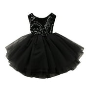 BAYAIXZ Summer Girl Dresses Baby Girl Mesh Tulle Birthday Dresses Tutu Sleeveless Pageant Party Dress Toddler Girl Wedding Clothes Girls Dresses Size 10-12 Vestidos De Niña (Black,100)