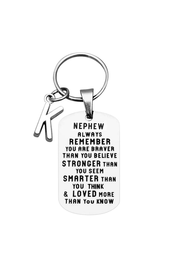 To My Nephew Never forget I Love You Christmas ornaments 26 Letters Keychain (K,One Size)