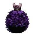 thumbnail image 1 of BAYAIXZ Tulle Sequins Glitter Dress Kids Children Toddler Baby Girls Spring Summer for Performance Children formal Clothes Cute Girls Bow Dresses Christmas Party Princess Dress (Purple,170), 1 of 4