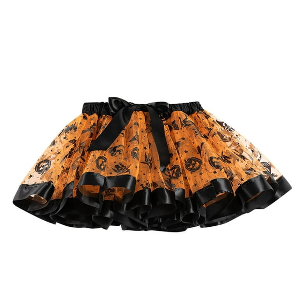 BAYAIXZ Tutu for Girls Kids Girls Halloween Dance Party Costume Cartoon Tulle Skirt Ballet Skirts White Tutu for Girls Tutu Girls Tutus (orange,S)