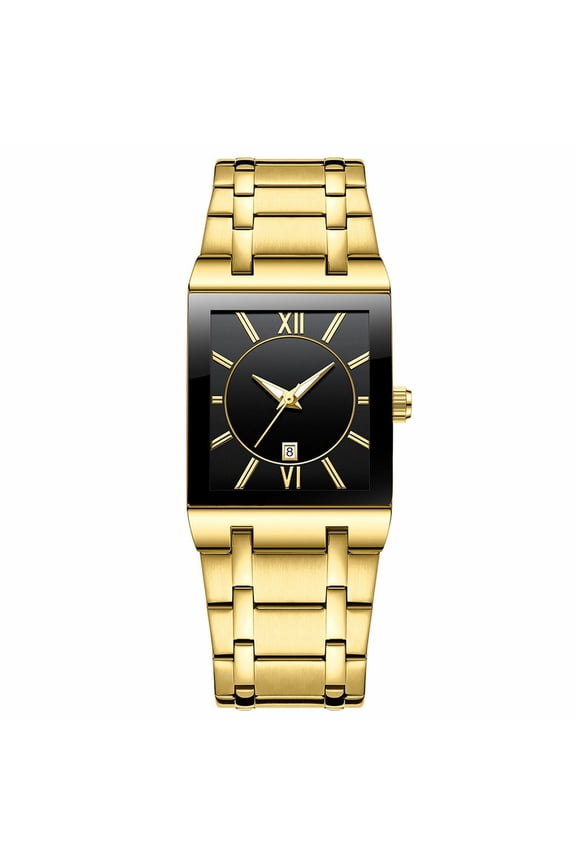 Watch Square Watches for Men and Women Stainless Steel Mens Square Watch With Date Analog Quartz Fashion Business Casual Wristwatch Men’S Watches (A,One Size)
