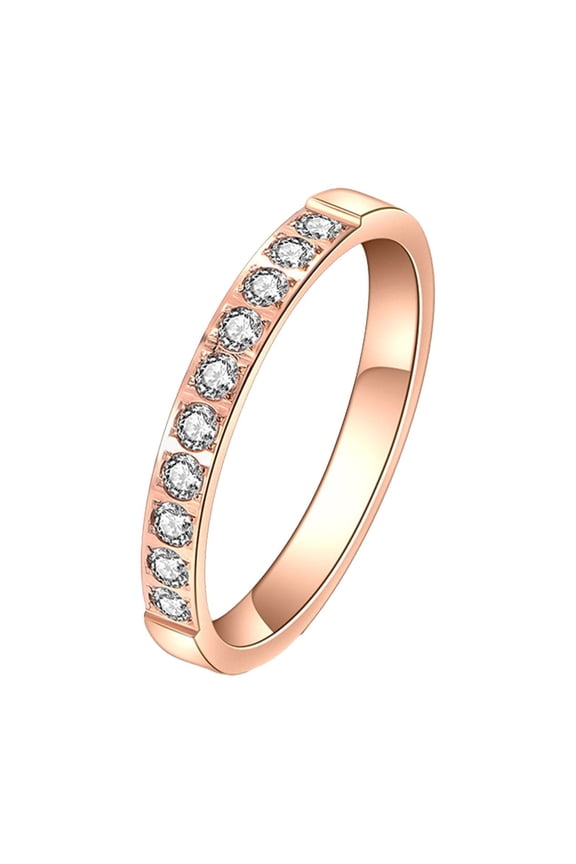 Wedding Band Lling Fashion Minimalist Mic Ro Diamond Set Ten Diamond Ring Rose Gold Index Finger Ring Diamond Ring (Rose Gold,8)