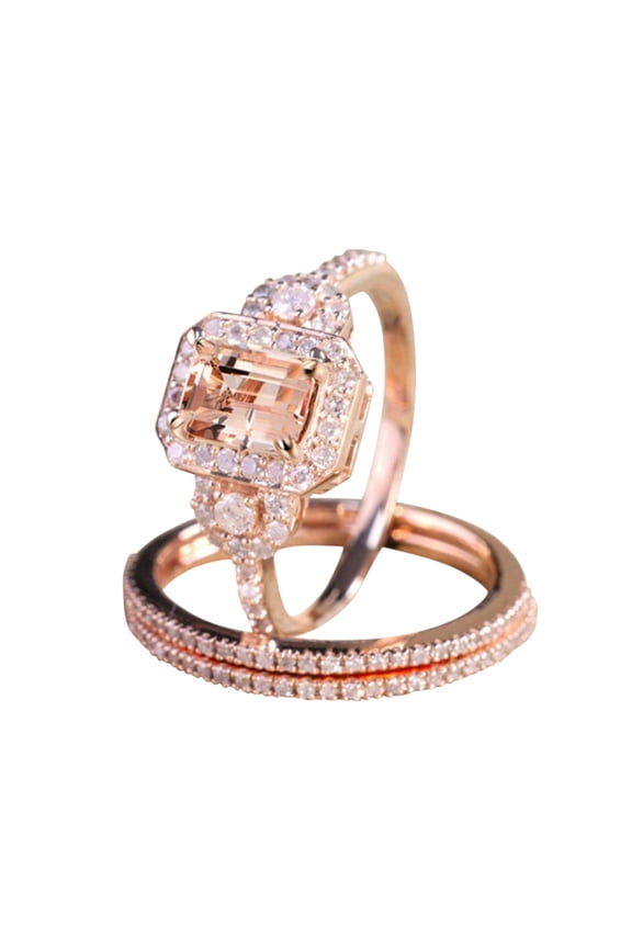 Wedding Bands Women Creative Zircon Ring Fashion Jewelry Rose Gold Set Ring European Micro Set Engagement Ring Fashion Ring Gifts for Women and Men Women's Rings (Rose Gold,11)