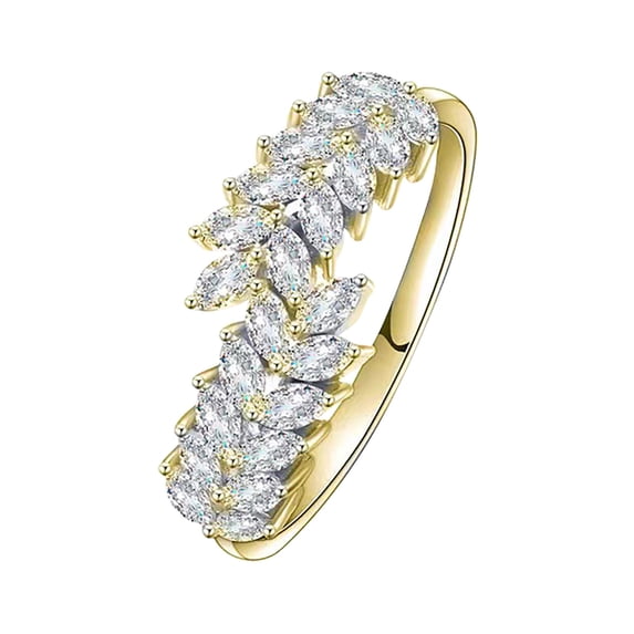 BAYAIXZ Wedding Bands for Women Olive Leaf Diamond Rings Fashion Zrconia Ring Ladies Jewelry Engaged Ring Wedding Bands for Couples Women's Wedding Band Wedding Rings for Women (Gold,7)