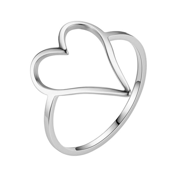 BAYAIXZ Wedding Bands for Women Titanium Steel Heart Shaped Ring Female Plain Ring Does Not Lose Color Stainless Steel Cut Ring Heart Shaped Ring Womens Wedding Rings Wedding Ring (Silver,6)