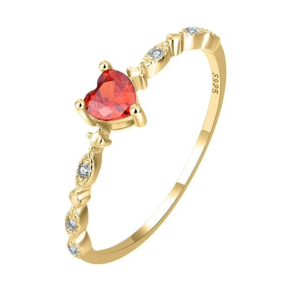 BAYAIXZ Wedding Bands for Women 2024 Love Ring Ring with Heart Set Diamond Zircon Ring Wedding Ring (Gold,6)