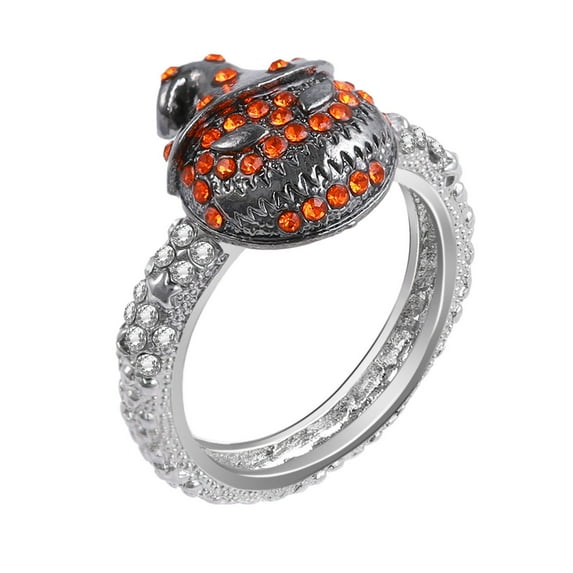 BAYAIXZ Wedding Bands for Women Halloween Fashion Pumpkin Ring Jewelry Halloween Jewelry Gifts Wedding Band (Silver,9)
