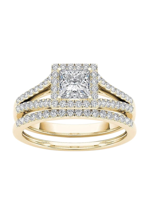 Wedding Rings for Woman Couple Rings Gold-Plated Inlaid Zircon Ring Classic Jewelry Women Wedding Band Ring Bands for Women Ring Womens (Gold,8)