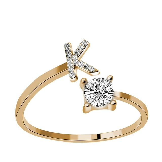 BAYAIXZ Wedding Rings for Woman Women's 26 Letter Ring Diamond