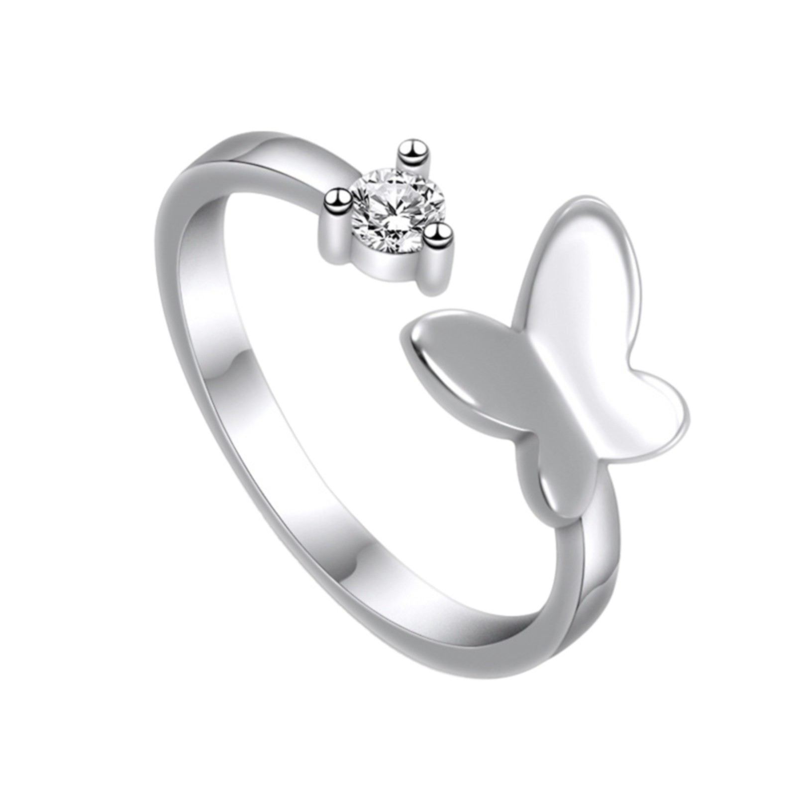 BAYAIXZ Womens Rings Silver Jewelry Fashion Women's Butterfly Opening