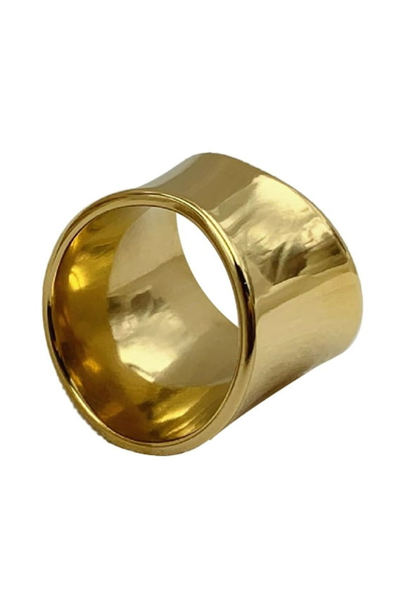 Womens Wedding Ring Gold Plated Rings for Women Vintage Thick Stainless Steel Thumb Rings for Men Wide Band Ring In Size 6 To 8 Ring Women Wedding Bands (Gold,6)