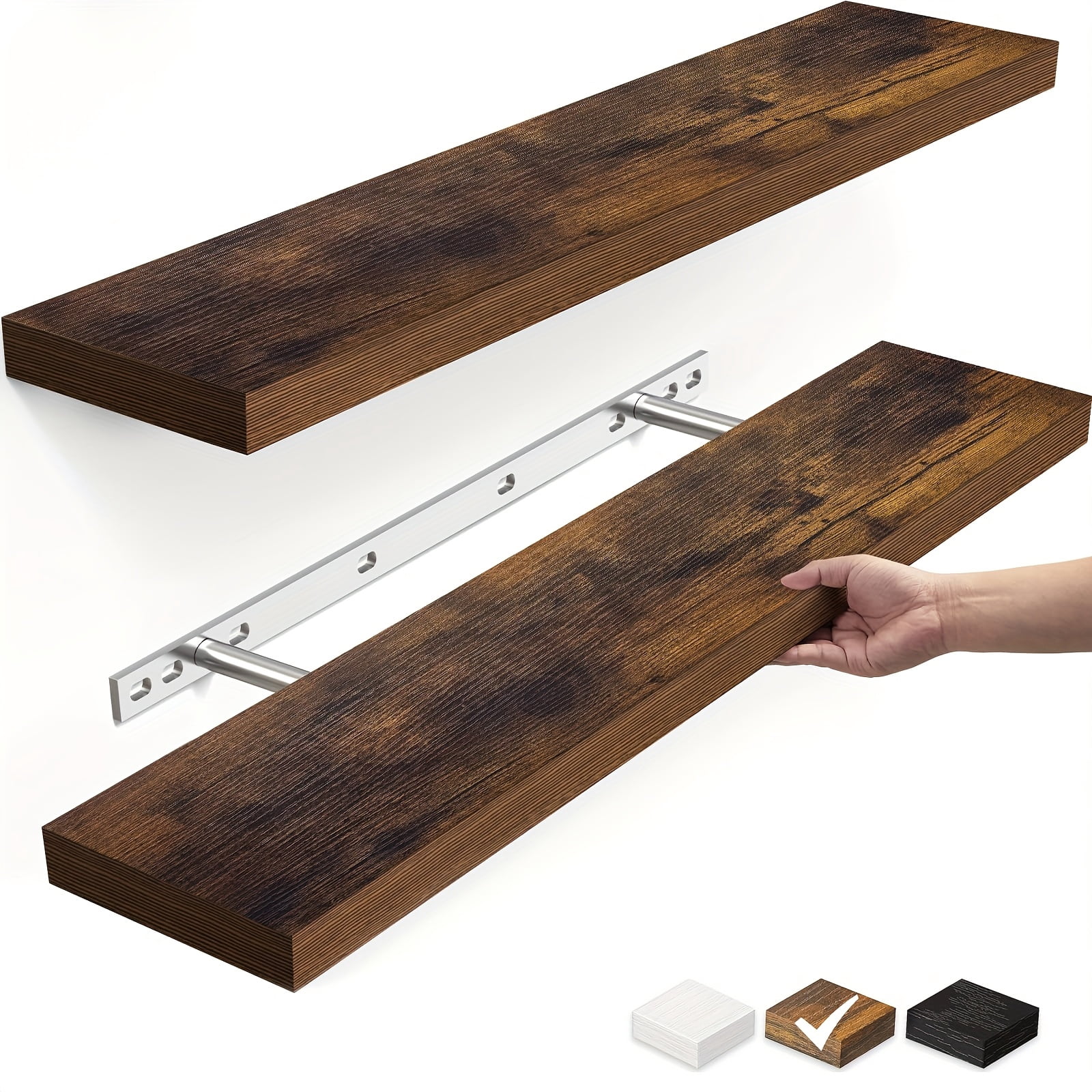 Curated visual reference: Rustic Wood Shelves For Living Room Reference: Bayka Floating Shelves For Wall 22 5 Wall Mounted Rustic