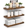 thumbnail image 1 of BAYKA Floating Shelves for Wall – Bathroom Shelves Rustic Wood with Metal Brackets for Bathroom, Bedroom, Kitchen, or Living Room Decor – Rustic Brown, 3 Set, Sturdy Storage with 22lb Capacity, 1 of 10